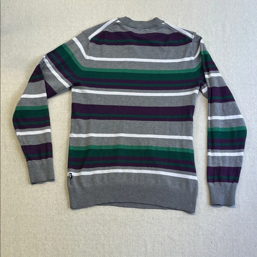 Free Assembly Striped Crewneck Sweater Gray Green Purple Size Small